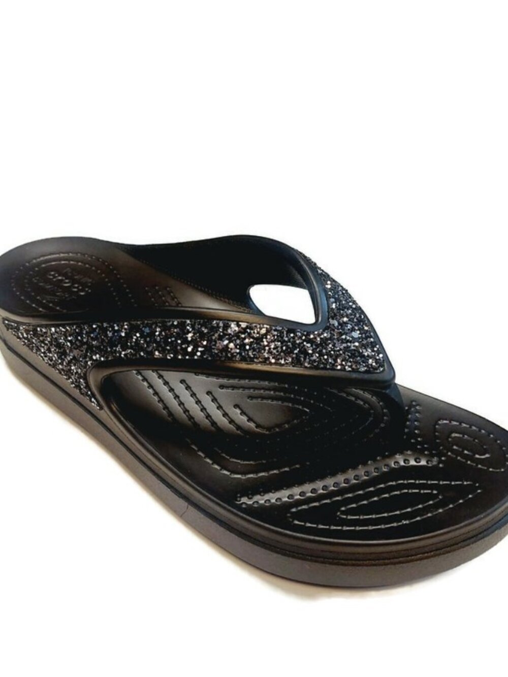 CROCS Sloane Womens Size 8 Glitter Wedge Flip Flops Lightweight Slip On Sandals